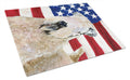 USA American Flag with Wheaten Terrier Soft Coated Cutting Board Tempered Glass Kitchen Cutting Surface, Heat Resistant Chopping, Non-Slip Feet, Food Prep & Serving
