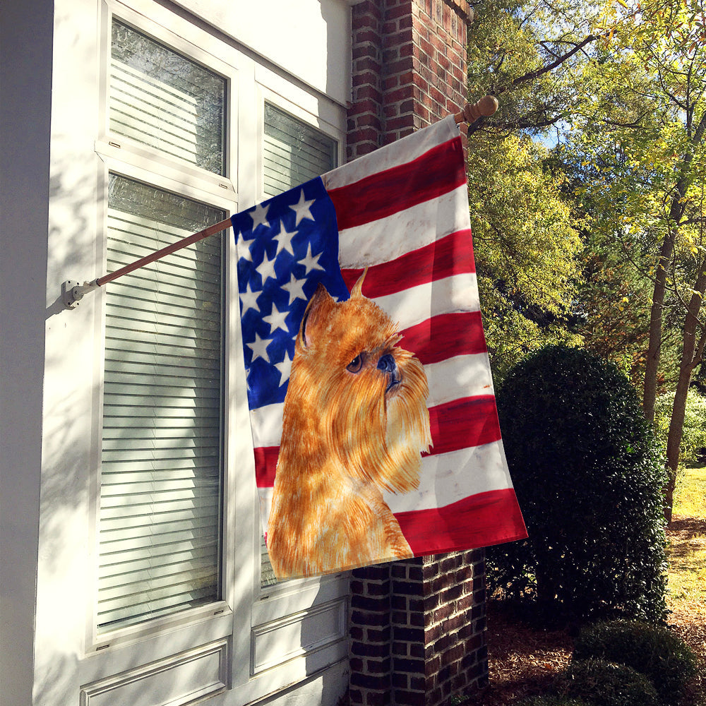 USA American Flag with Brussels Griffon House Flag 28x40 Porch Sleeve Pole Decorative Outside Yard Banner Artwork Wall Hanging, Polyester