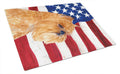 USA American Flag with Brussels Griffon Cutting Board Tempered Glass Kitchen Cutting Surface, Heat Resistant Chopping, Non-Slip Feet, Food Prep & Serving