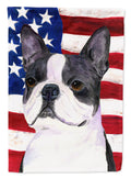 USA American Flag with Boston Terrier House Flag 28x40 Porch Sleeve Pole Decorative Outside Yard Banner Artwork Wall Hanging, Polyester