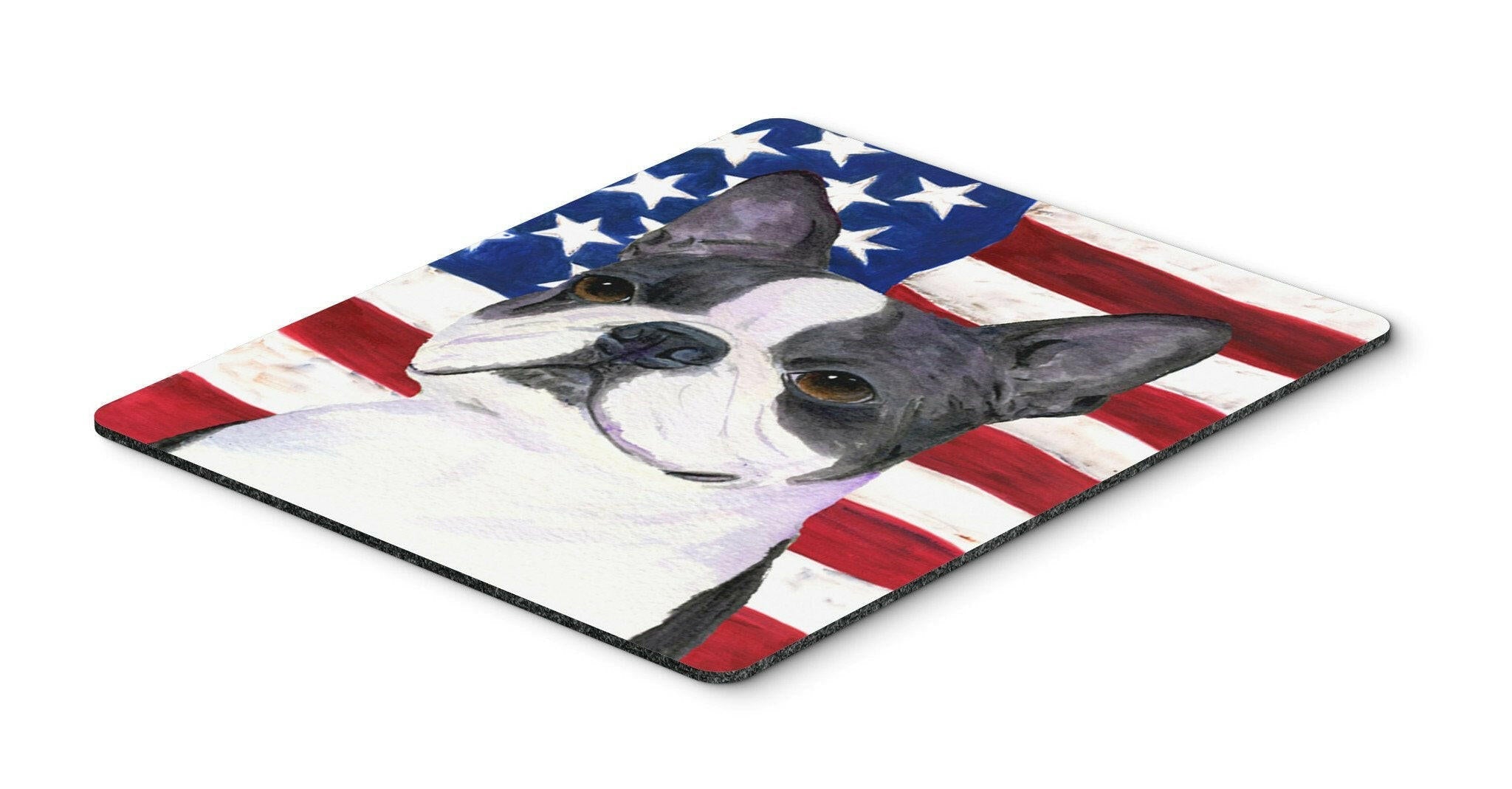 USA American Flag with Boston Terrier Mouse Pad, Heat Resistant Trivet Hot Pad , Non Slip Rubber Desk Mat, Kitchen Counter Protector, Home Office Decor Gift