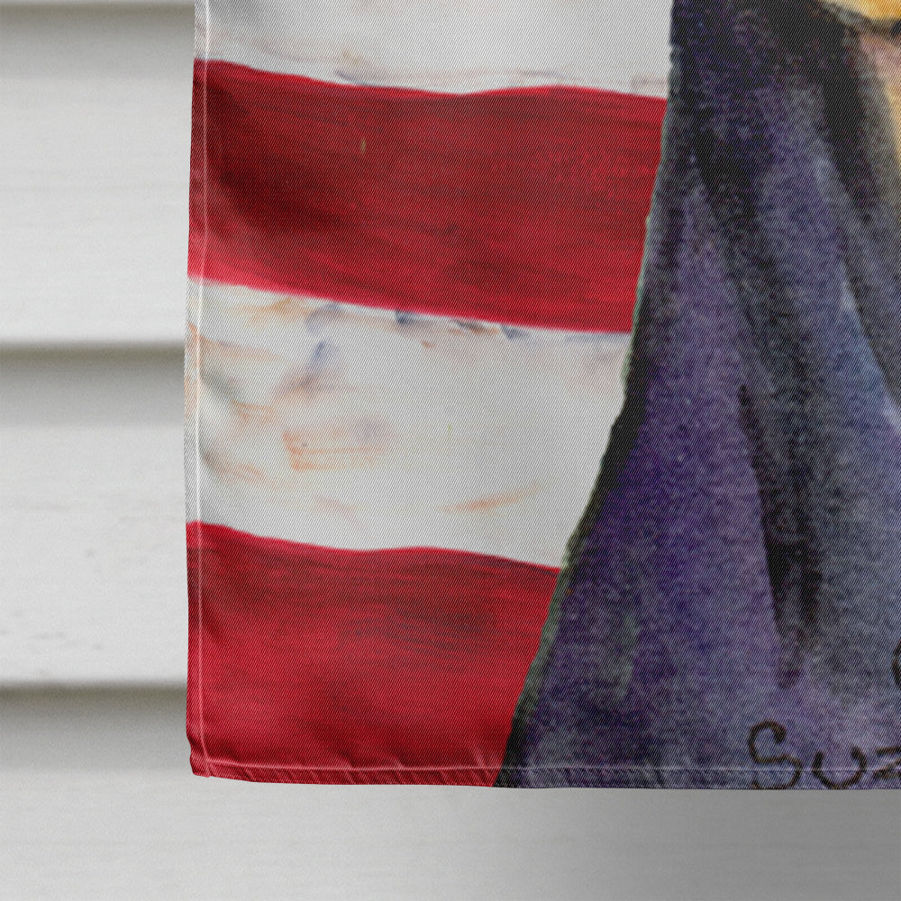 USA American Flag with Doberman House Flag 28x40 Porch Sleeve Pole Decorative Outside Yard Banner Artwork Wall Hanging, Polyester