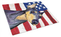 USA American Flag with Doberman Cutting Board Tempered Glass Kitchen Cutting Surface, Heat Resistant Chopping, Non-Slip Feet, Food Prep & Serving