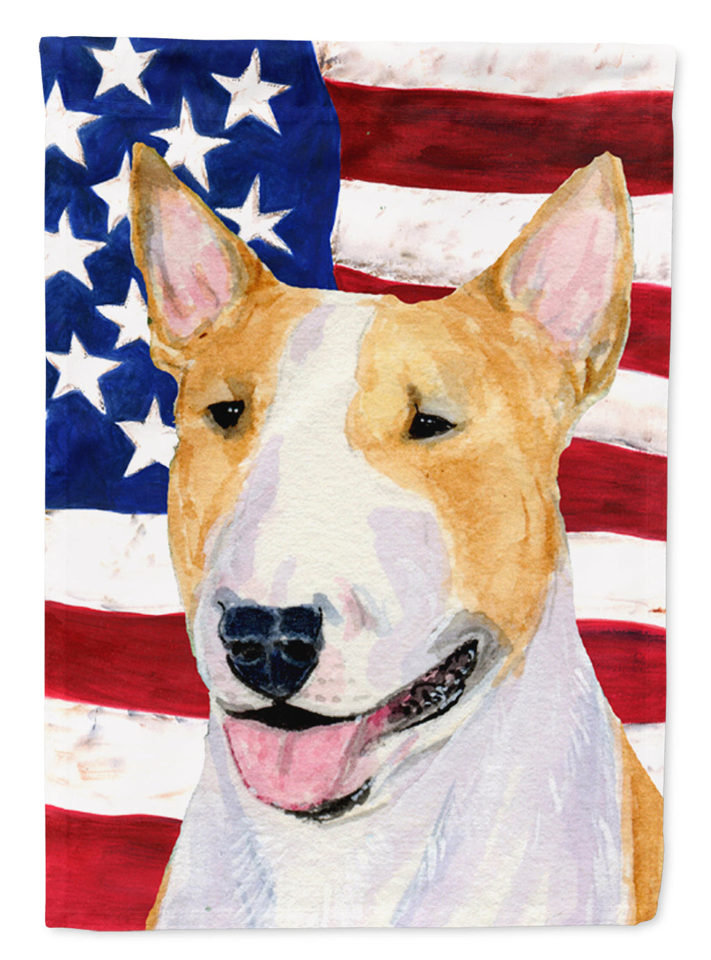 USA American Flag with Bull Terrier House Flag 28x40 Porch Sleeve Pole Decorative Outside Yard Banner Artwork Wall Hanging, Polyester