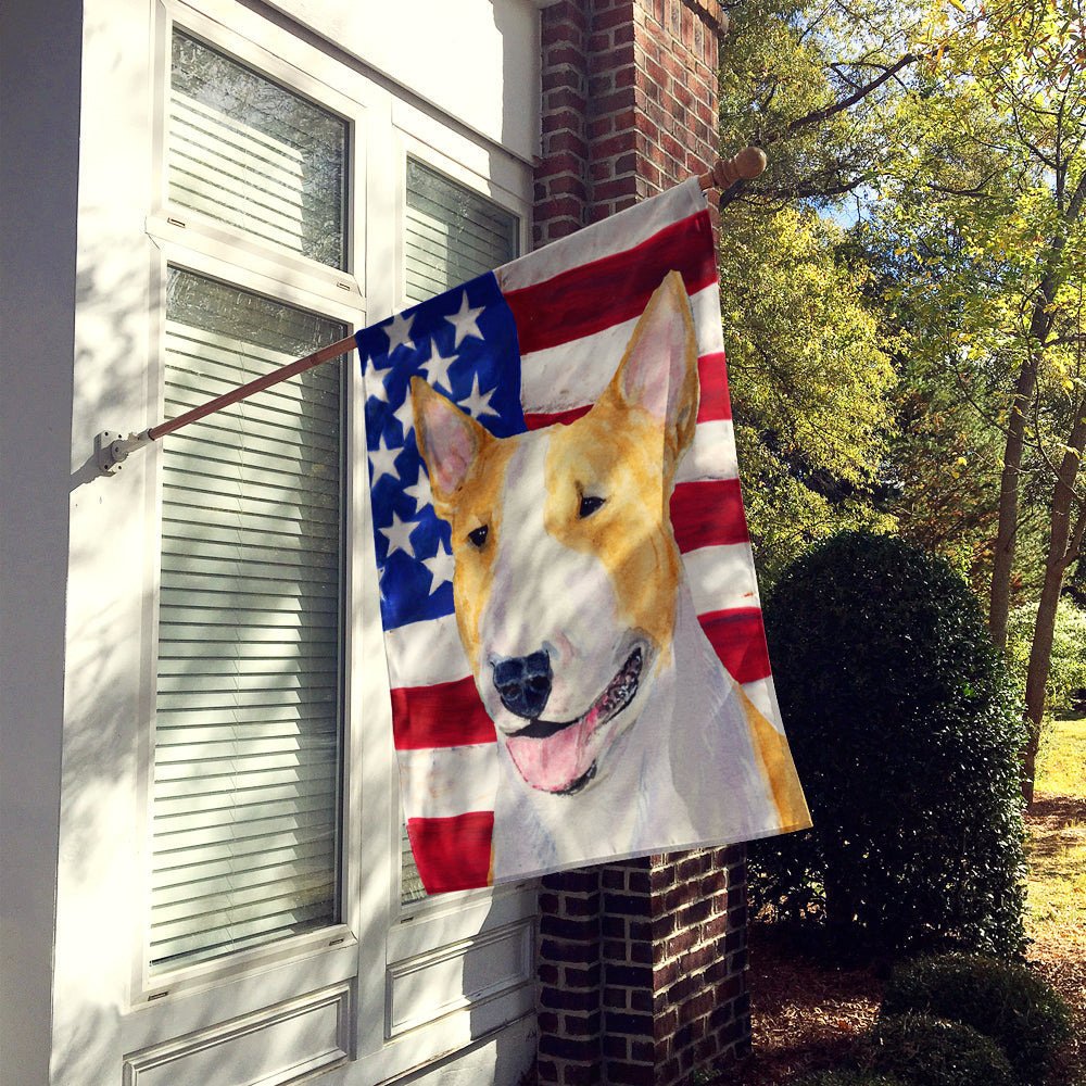 USA American Flag with Bull Terrier House Flag 28x40 Porch Sleeve Pole Decorative Outside Yard Banner Artwork Wall Hanging, Polyester