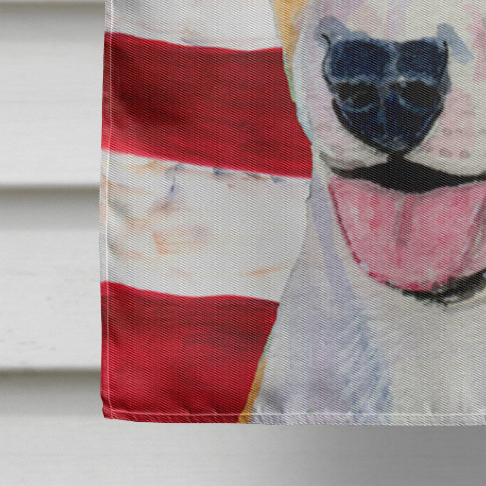 USA American Flag with Bull Terrier House Flag 28x40 Porch Sleeve Pole Decorative Outside Yard Banner Artwork Wall Hanging, Polyester