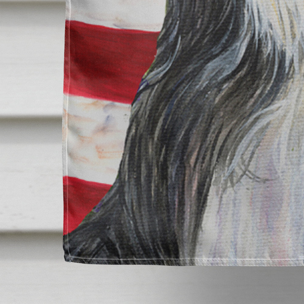 USA American Flag with Bearded Collie House Flag 28x40 Porch Sleeve Pole Decorative Outside Yard Banner Artwork Wall Hanging, Polyester