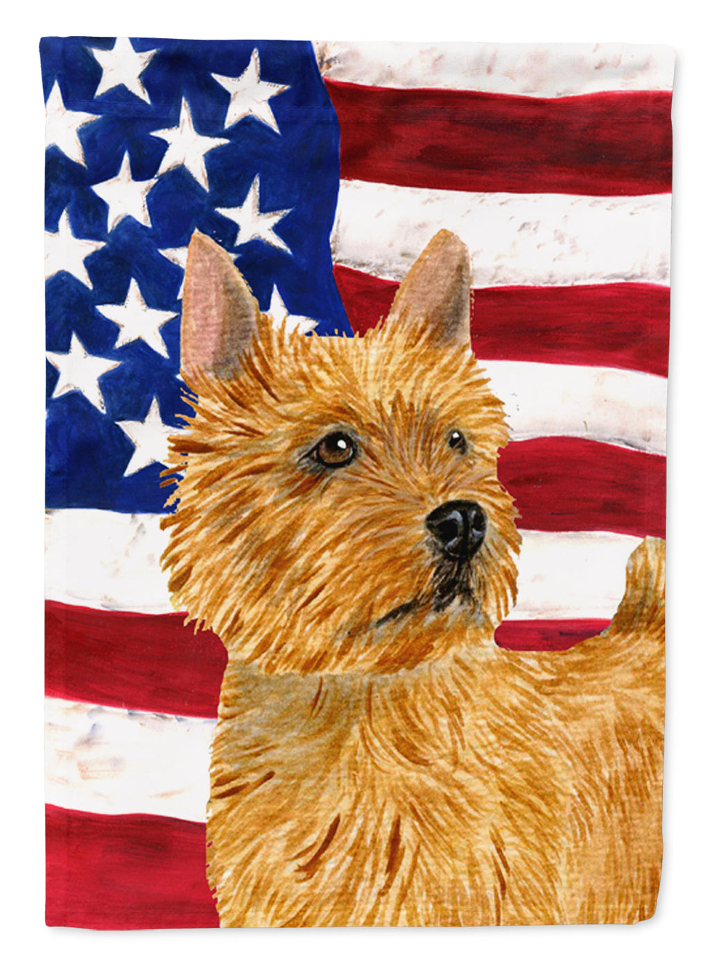 USA American Flag with Norwich Terrier House Flag 28x40 Porch Sleeve Pole Decorative Outside Yard Banner Artwork Wall Hanging, Polyester