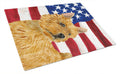 USA American Flag with Norwich Terrier Cutting Board Tempered Glass Kitchen Cutting Surface, Heat Resistant Chopping, Non-Slip Feet, Food Prep & Serving