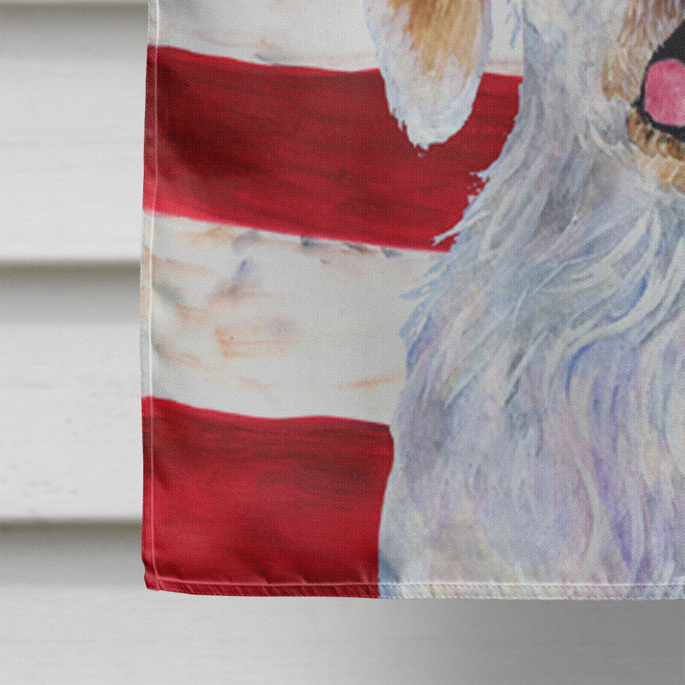 USA American Flag with Clumber Spaniel House Flag 28x40 Porch Sleeve Pole Decorative Outside Yard Banner Artwork Wall Hanging, Polyester