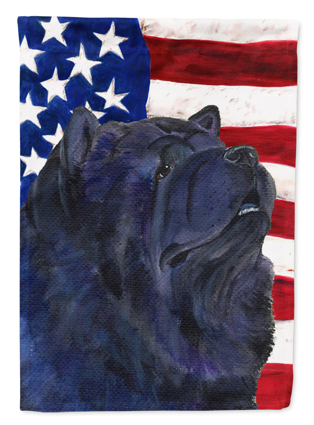 USA American Flag with Chow Chow House Flag 28x40 Porch Sleeve Pole Decorative Outside Yard Banner Artwork Wall Hanging, Polyester