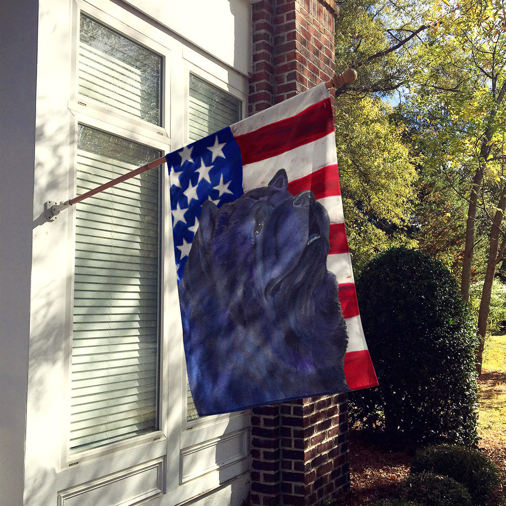 USA American Flag with Chow Chow House Flag 28x40 Porch Sleeve Pole Decorative Outside Yard Banner Artwork Wall Hanging, Polyester