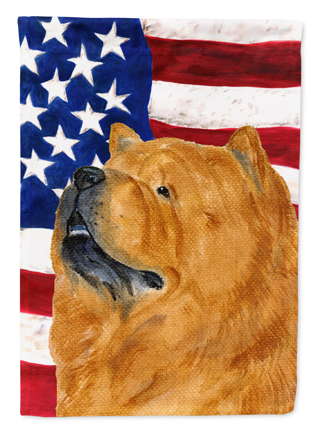 USA American Flag with Chow Chow House Flag 28x40 Porch Sleeve Pole Decorative Outside Yard Banner Artwork Wall Hanging, Polyester