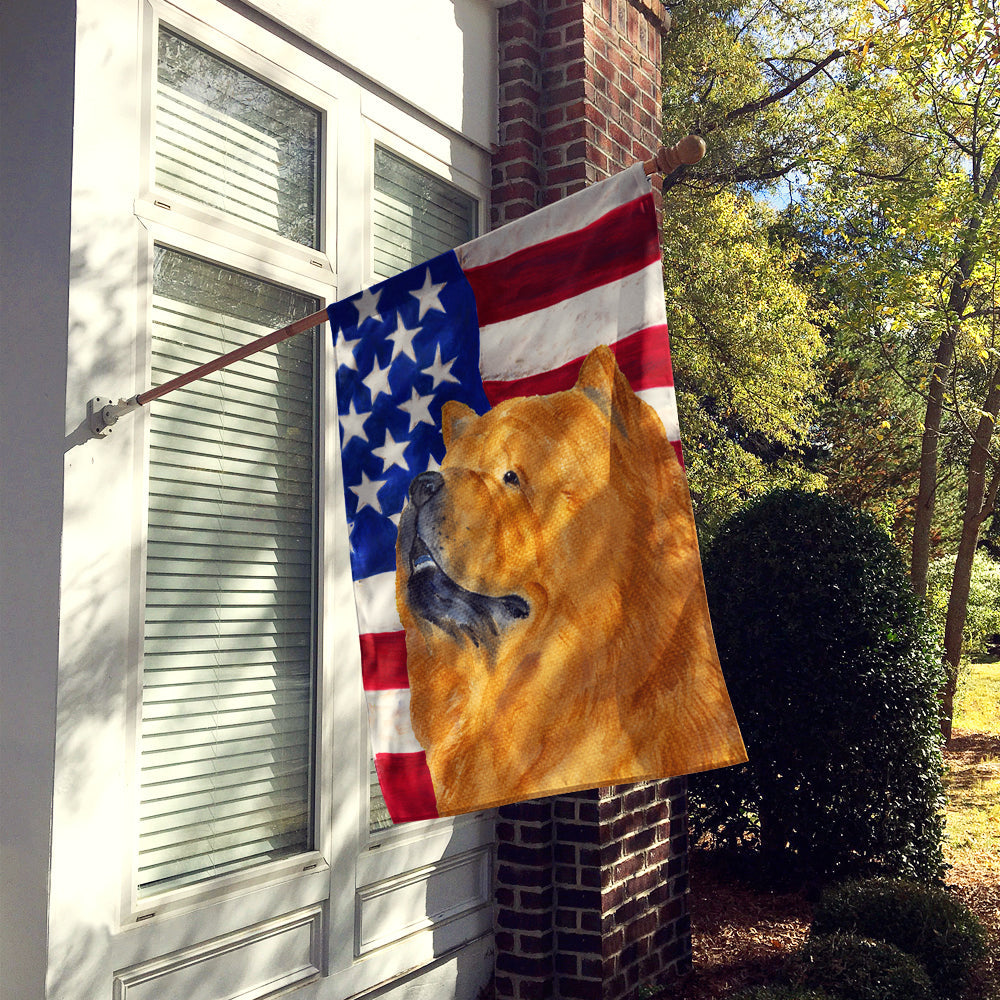 USA American Flag with Chow Chow House Flag 28x40 Porch Sleeve Pole Decorative Outside Yard Banner Artwork Wall Hanging, Polyester