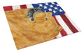 USA American Flag with Chow Chow Cutting Board Tempered Glass Kitchen Cutting Surface, Heat Resistant Chopping, Non-Slip Feet, Food Prep & Serving