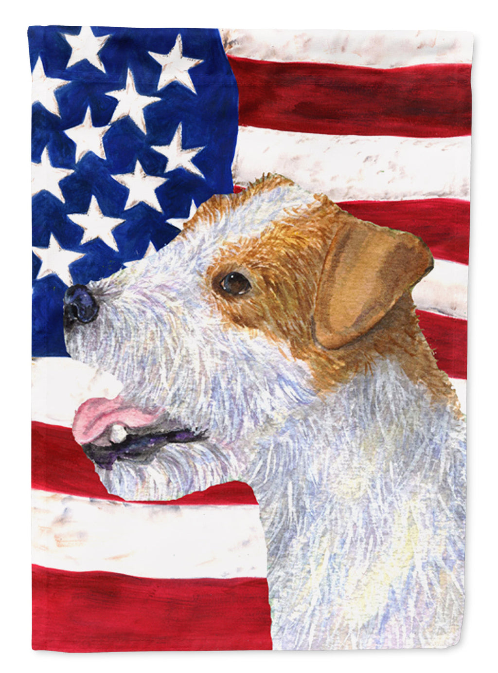 USA American Flag with Jack Russell Terrier House Flag 28x40 Porch Sleeve Pole Decorative Outside Yard Banner Artwork Wall Hanging, Polyester