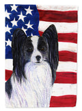 USA American Flag with Papillon House Flag 28x40 Porch Sleeve Pole Decorative Outside Yard Banner Artwork Wall Hanging, Polyester