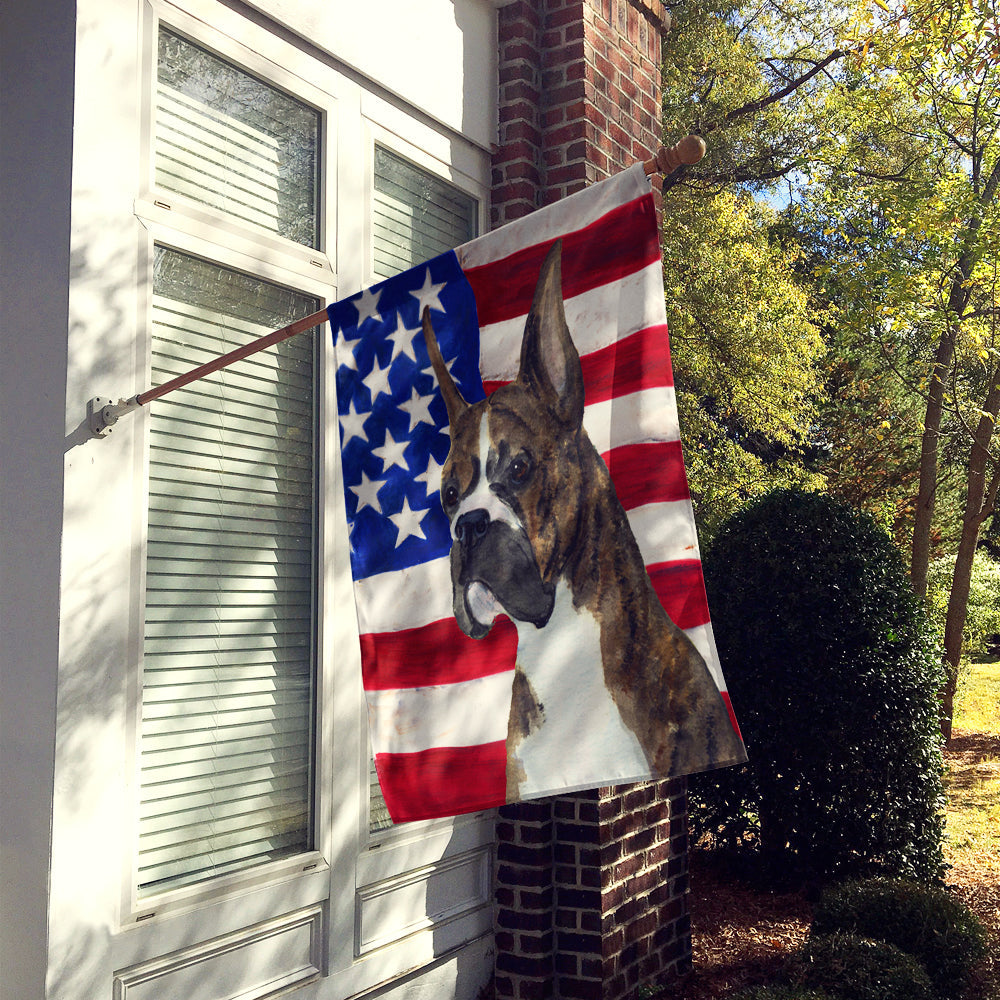 USA American Flag with Boxer House Flag 28x40 Porch Sleeve Pole Decorative Outside Yard Banner Artwork Wall Hanging, Polyester