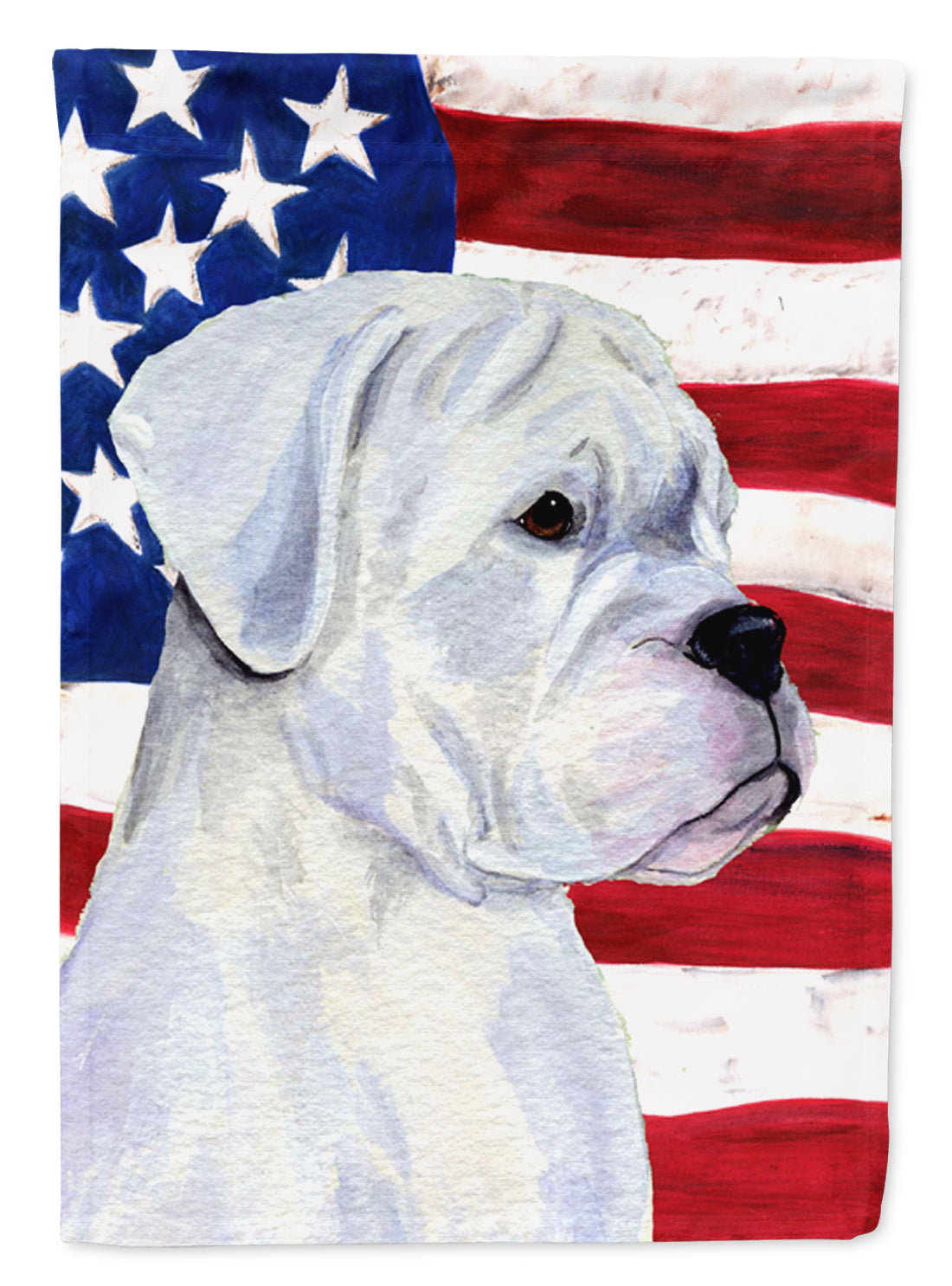 USA American Flag with Boxer House Flag 28x40 Porch Sleeve Pole Decorative Outside Yard Banner Artwork Wall Hanging, Polyester