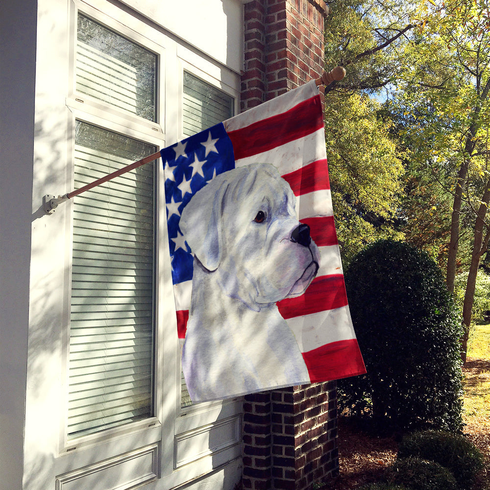 USA American Flag with Boxer House Flag 28x40 Porch Sleeve Pole Decorative Outside Yard Banner Artwork Wall Hanging, Polyester