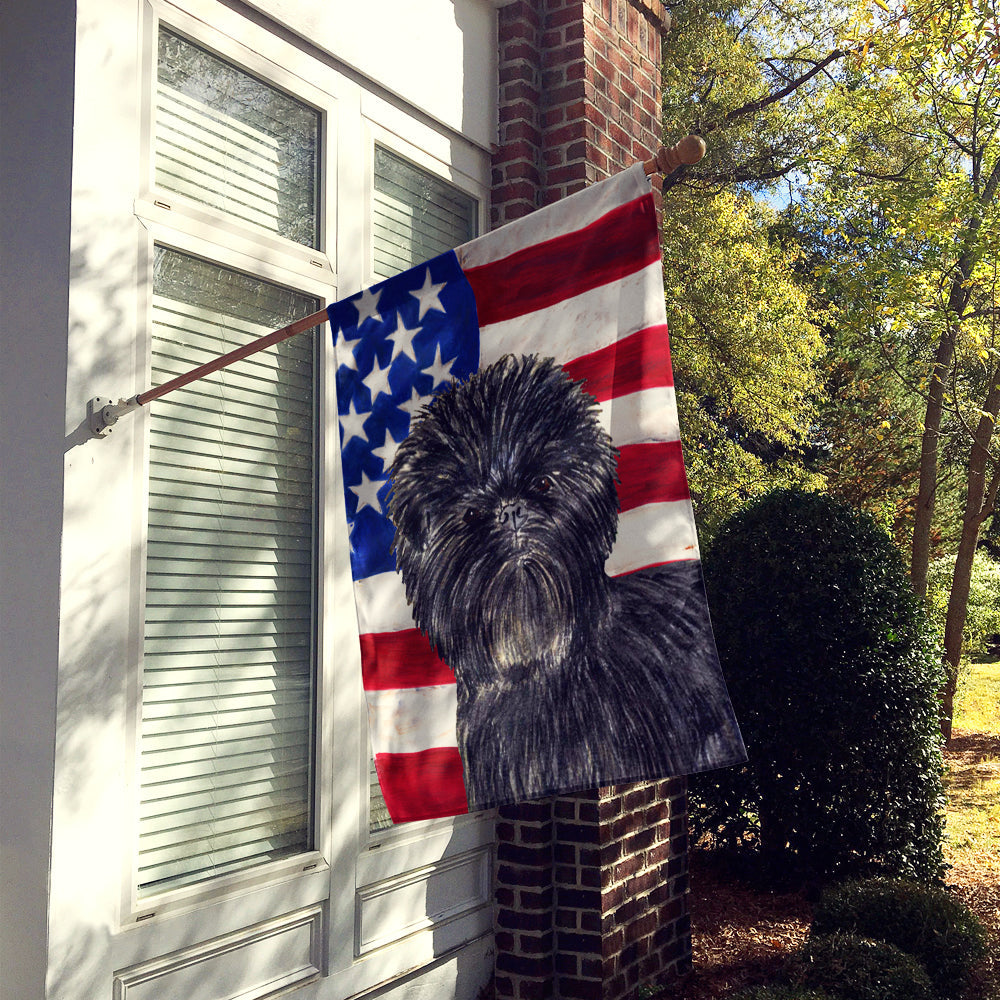 USA American Flag with Affenpinscher House Flag 28x40 Porch Sleeve Pole Decorative Outside Yard Banner Artwork Wall Hanging, Polyester