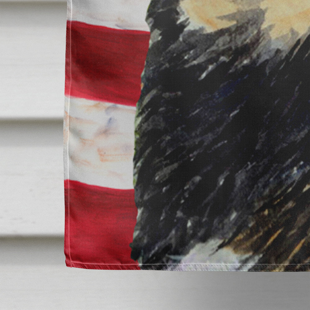 USA American Flag with Tibetan Mastiff House Flag 28x40 Porch Sleeve Pole Decorative Outside Yard Banner Artwork Wall Hanging, Polyester