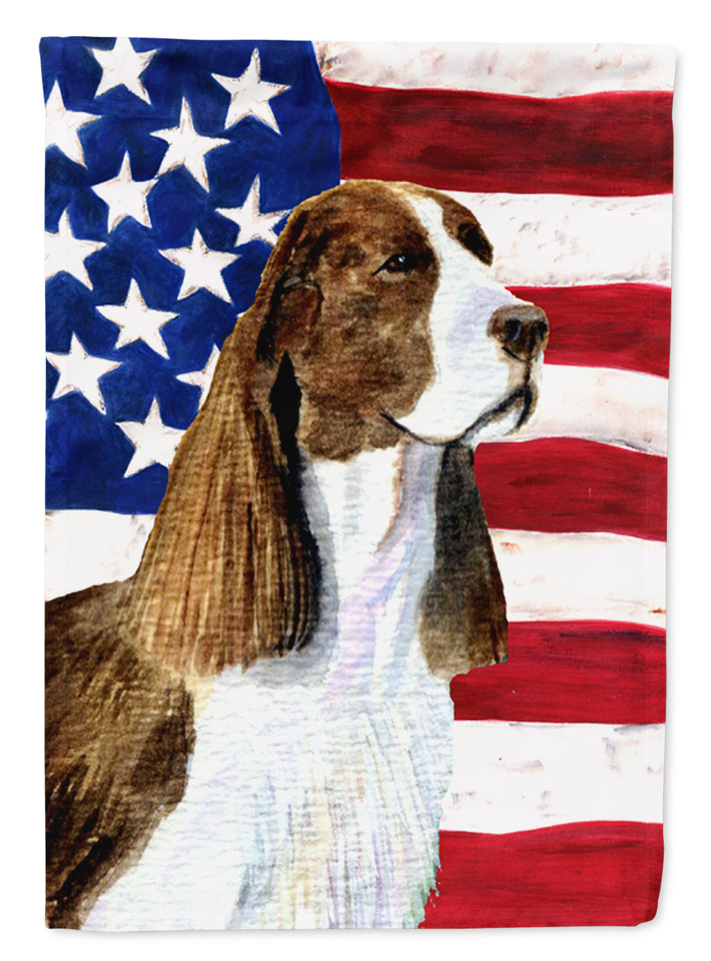 USA American Flag with Springer Spaniel House Flag 28x40 Porch Sleeve Pole Decorative Outside Yard Banner Artwork Wall Hanging, Polyester