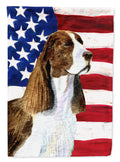 USA American Flag with Springer Spaniel House Flag 28x40 Porch Sleeve Pole Decorative Outside Yard Banner Artwork Wall Hanging, Polyester