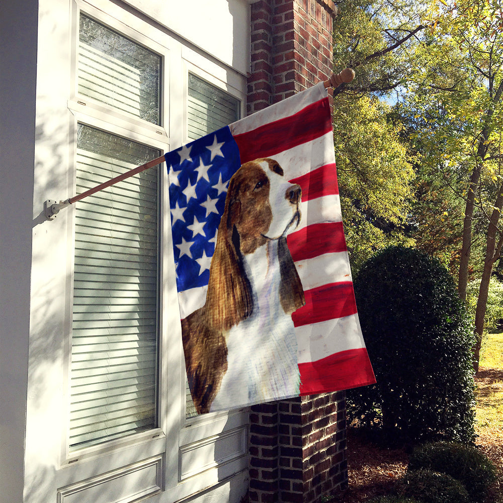 USA American Flag with Springer Spaniel House Flag 28x40 Porch Sleeve Pole Decorative Outside Yard Banner Artwork Wall Hanging, Polyester