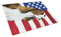 USA American Flag with Springer Spaniel Cutting Board Tempered Glass Kitchen Cutting Surface, Heat Resistant Chopping, Non-Slip Feet, Food Prep & Serving