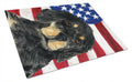 USA American Flag with Gordon Setter Cutting Board Tempered Glass Kitchen Cutting Surface, Heat Resistant Chopping, Non-Slip Feet, Food Prep & Serving