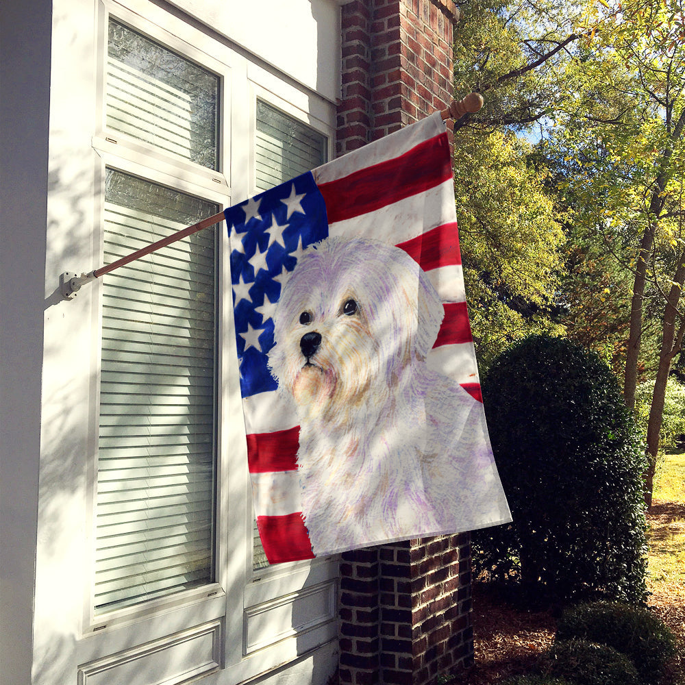 USA American Flag with Maltese House Flag 28x40 Porch Sleeve Pole Decorative Outside Yard Banner Artwork Wall Hanging, Polyester