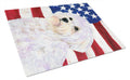 USA American Flag with Maltese Cutting Board Tempered Glass Kitchen Cutting Surface, Heat Resistant Chopping, Non-Slip Feet, Food Prep & Serving