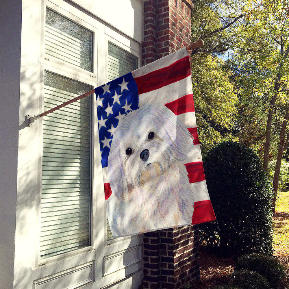USA American Flag with Maltese House Flag 28x40 Porch Sleeve Pole Decorative Outside Yard Banner Artwork Wall Hanging, Polyester