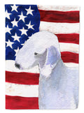USA American Flag with Bedlington Terrier House Flag 28x40 Porch Sleeve Pole Decorative Outside Yard Banner Artwork Wall Hanging, Polyester