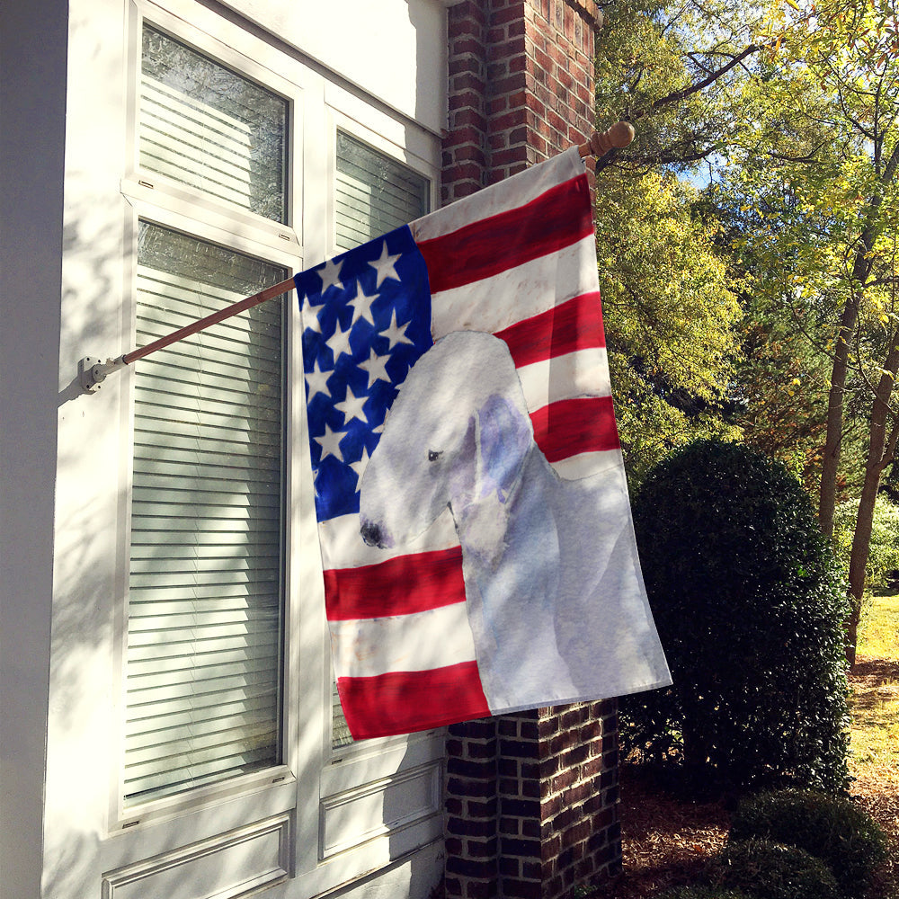 USA American Flag with Bedlington Terrier House Flag 28x40 Porch Sleeve Pole Decorative Outside Yard Banner Artwork Wall Hanging, Polyester