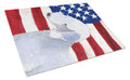USA American Flag with Bedlington Terrier Cutting Board Tempered Glass Kitchen Cutting Surface, Heat Resistant Chopping, Non-Slip Feet, Food Prep & Serving