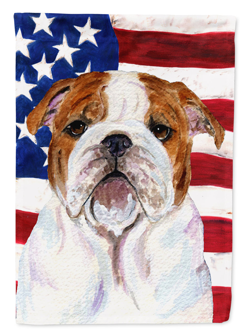 USA American Flag with Bulldog English House Flag 28x40 Porch Sleeve Pole Decorative Outside Yard Banner Artwork Wall Hanging, Polyester