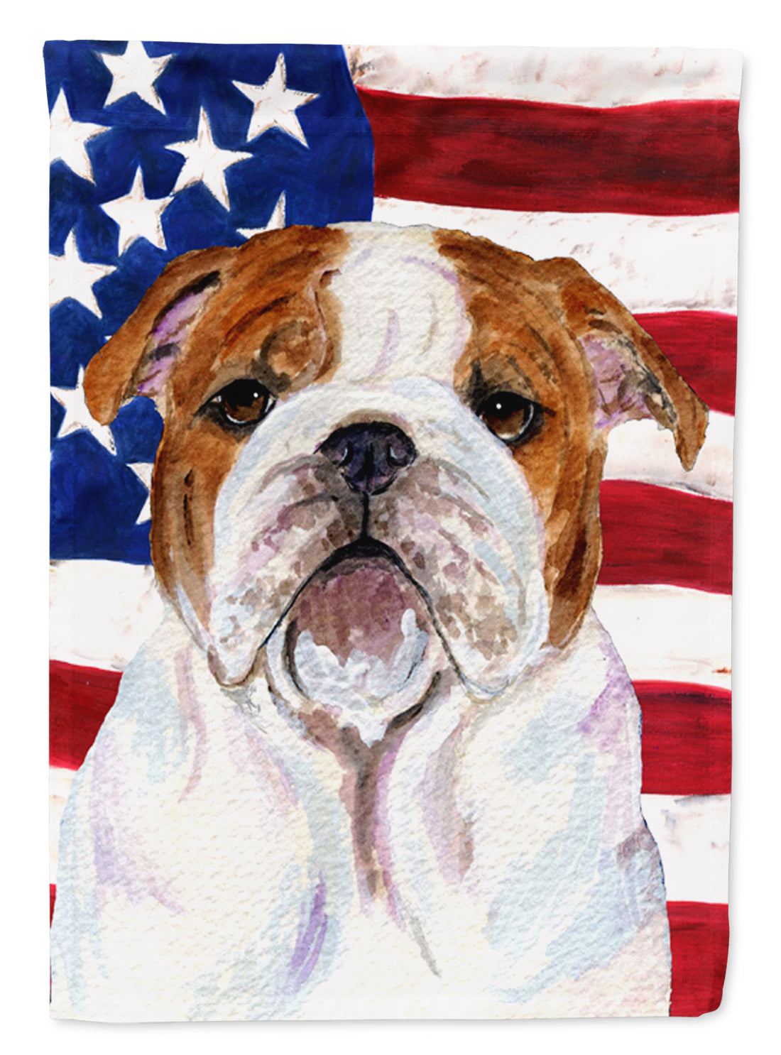 USA American Flag with Bulldog English House Flag 28x40 Porch Sleeve Pole Decorative Outside Yard Banner Artwork Wall Hanging, Polyester