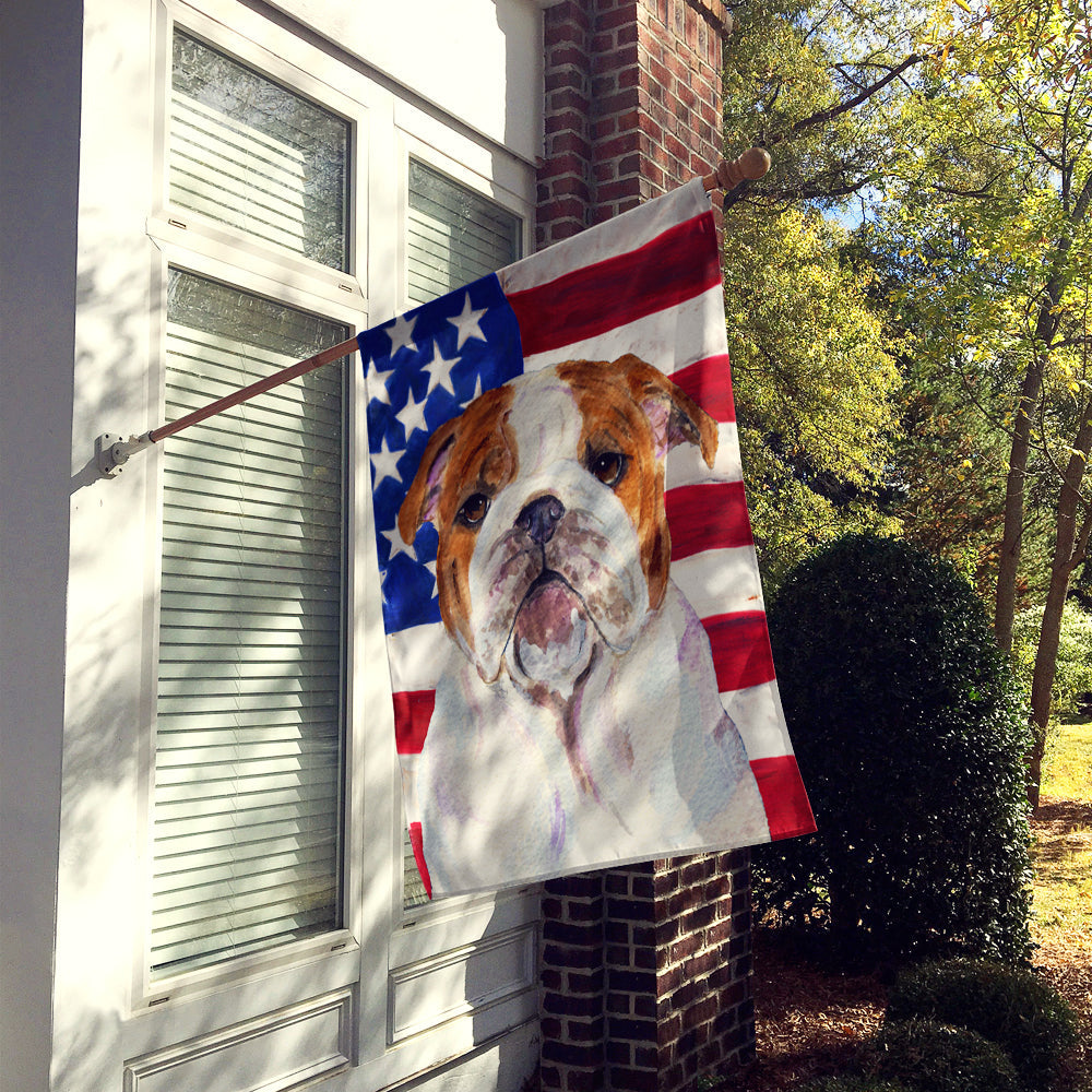 USA American Flag with Bulldog English House Flag 28x40 Porch Sleeve Pole Decorative Outside Yard Banner Artwork Wall Hanging, Polyester