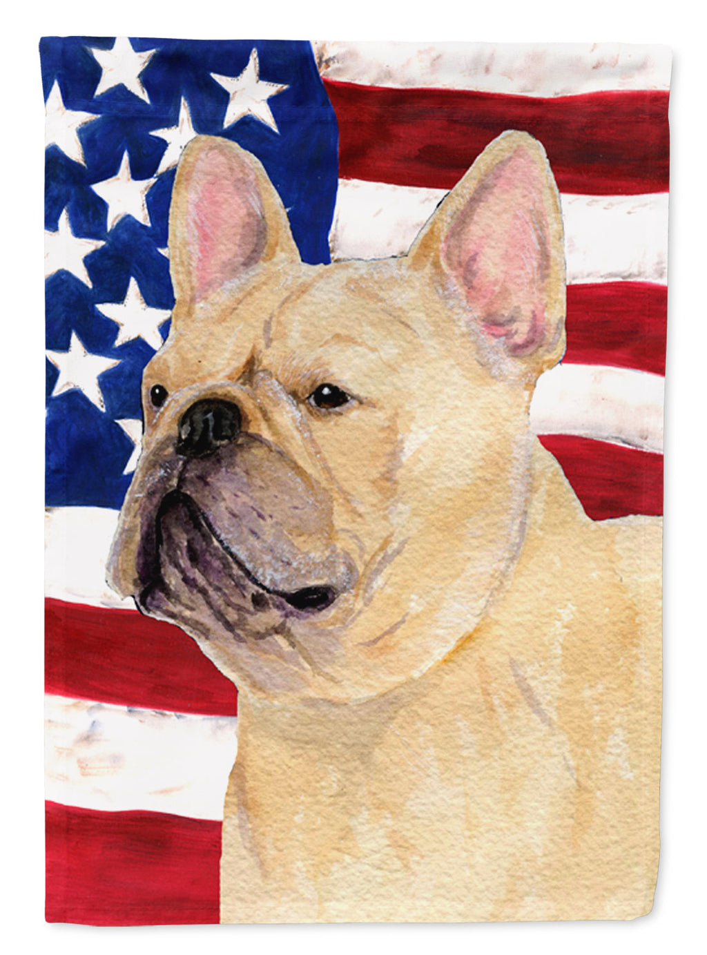 USA American Flag with French Bulldog House Flag 28x40 Porch Sleeve Pole Decorative Outside Yard Banner Artwork Wall Hanging, Polyester