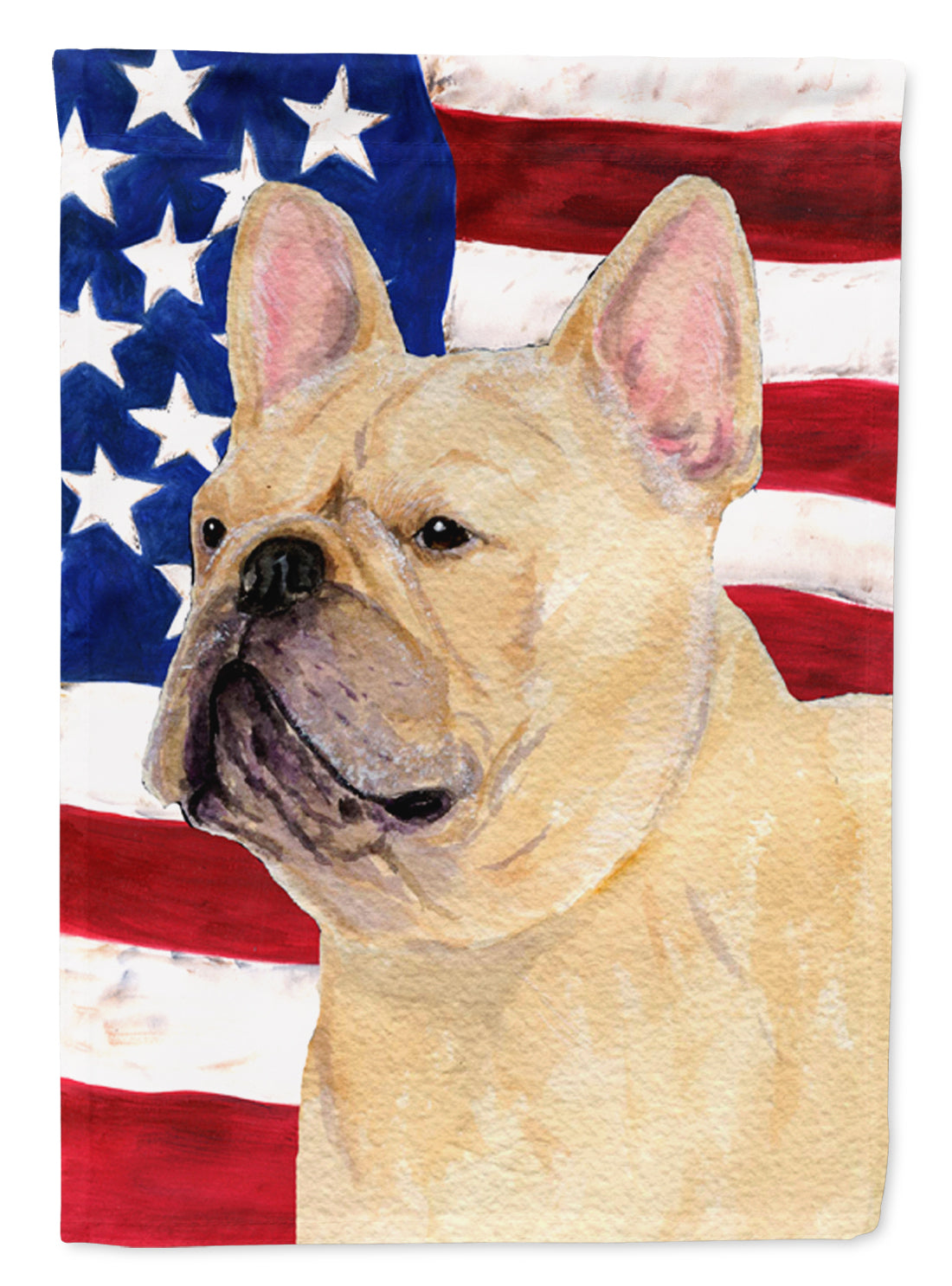 USA American Flag with French Bulldog House Flag 28x40 Porch Sleeve Pole Decorative Outside Yard Banner Artwork Wall Hanging, Polyester