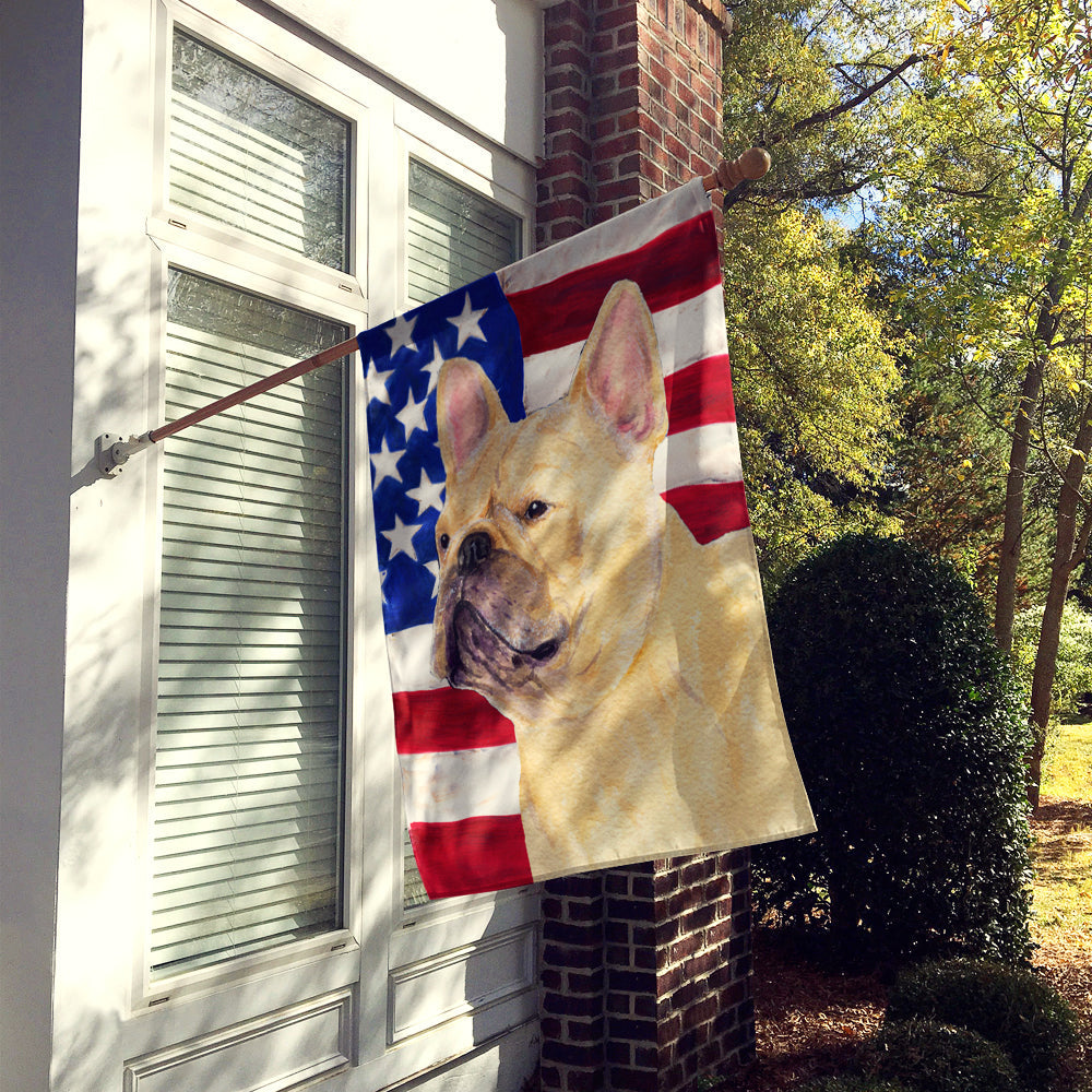 USA American Flag with French Bulldog House Flag 28x40 Porch Sleeve Pole Decorative Outside Yard Banner Artwork Wall Hanging, Polyester