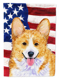 USA American Flag with Corgi House Flag 28x40 Porch Sleeve Pole Decorative Outside Yard Banner Artwork Wall Hanging, Polyester