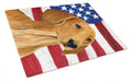 USA American Flag with Dachshund Cutting Board Tempered Glass Kitchen Cutting Surface, Heat Resistant Chopping, Non-Slip Feet, Food Prep & Serving