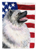 USA American Flag with Keeshond House Flag 28x40 Porch Sleeve Pole Decorative Outside Yard Banner Artwork Wall Hanging, Polyester