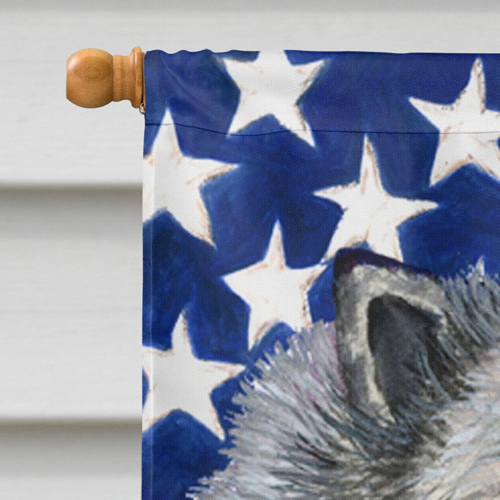 USA American Flag with Keeshond House Flag 28x40 Porch Sleeve Pole Decorative Outside Yard Banner Artwork Wall Hanging, Polyester