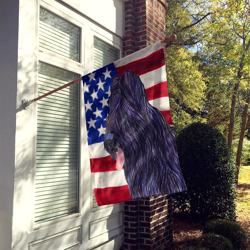 USA American Flag with Briard House Flag 28x40 Porch Sleeve Pole Decorative Outside Yard Banner Artwork Wall Hanging, Polyester