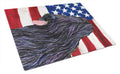 USA American Flag with Briard Cutting Board Tempered Glass Kitchen Cutting Surface, Heat Resistant Chopping, Non-Slip Feet, Food Prep & Serving