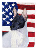 USA American Flag with Rat Terrier House Flag 28x40 Porch Sleeve Pole Decorative Outside Yard Banner Artwork Wall Hanging, Polyester
